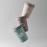 Floating coffee cups mockup