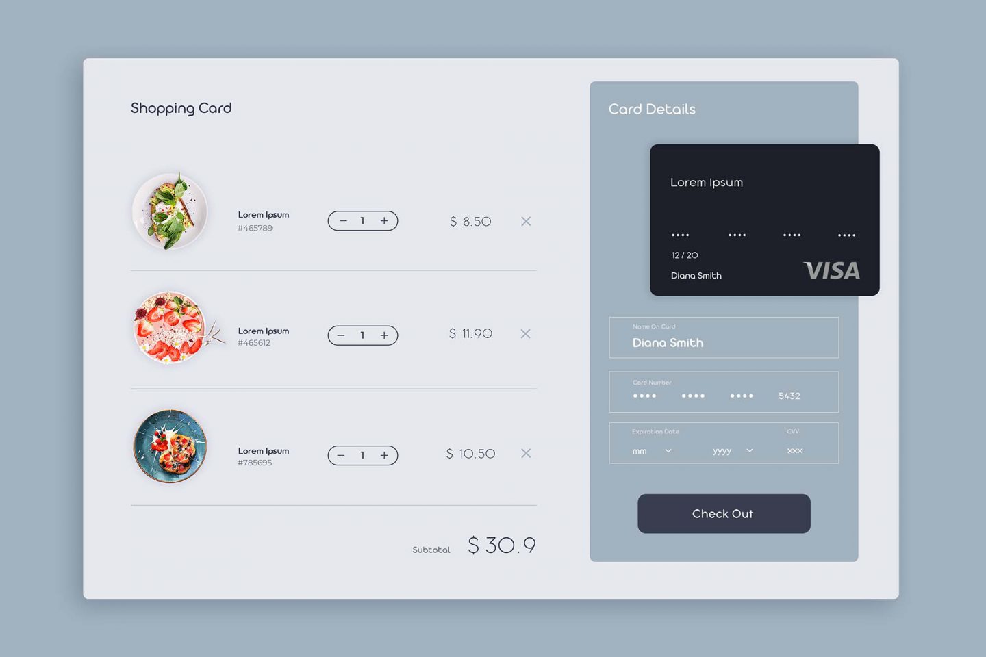 Restaurant Shopping Cart UI