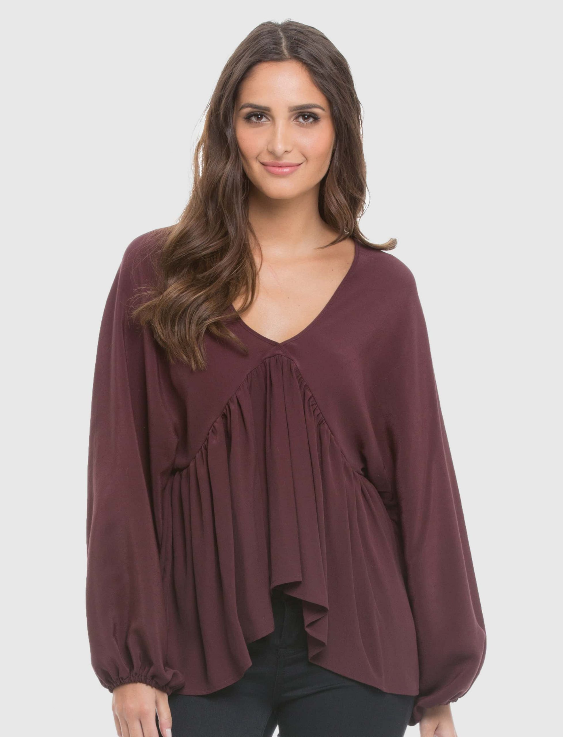 Sleeved Burgundy Poncho