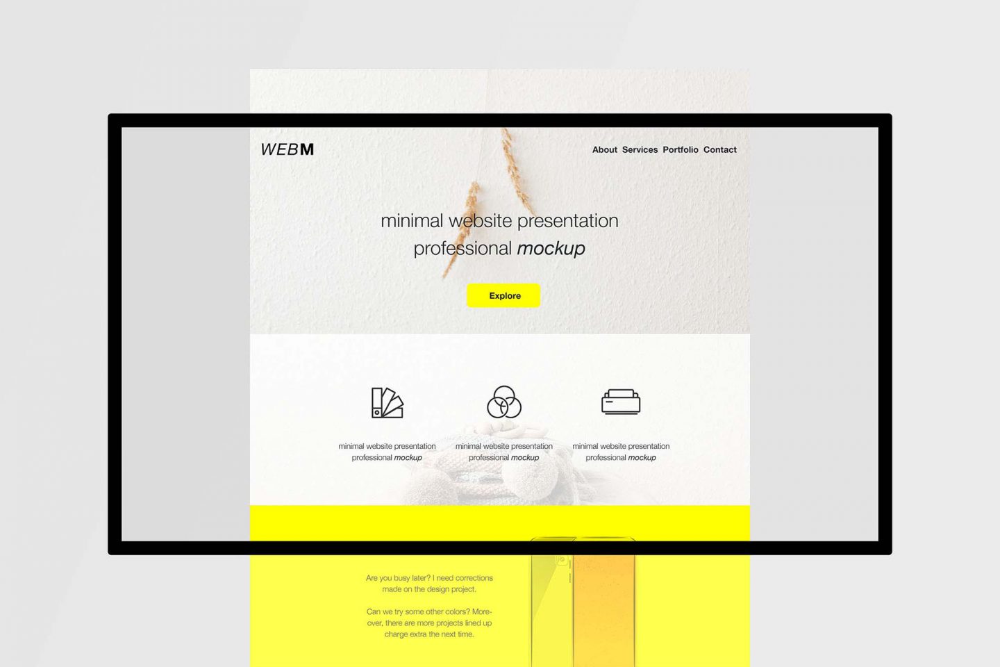 Minimal website mockup